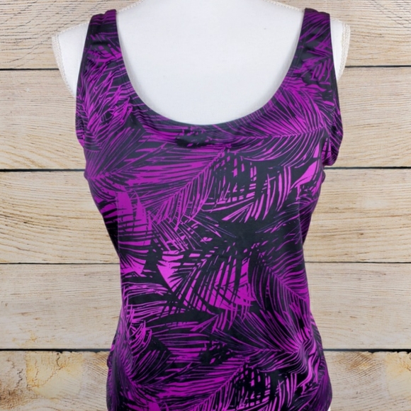 Aquabelle Other - Aquabelle Swim Tank Tankini Top Purple Black Print